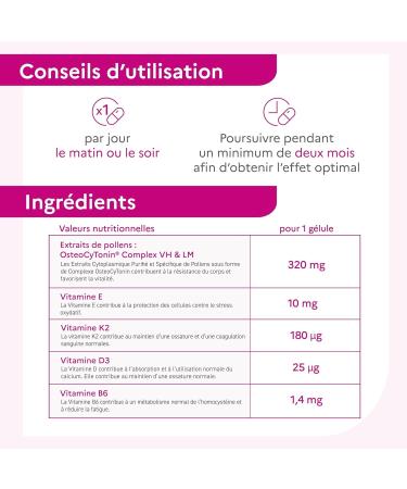 Serelys Osteo - Bone Capital Food Supplement - Bone Support and Normal Coagulation - Vitamins K D B6 E - Patented Product - Vegetable Capsules - Buy Online on GoSupps.com