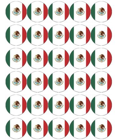 30 Mexico Mexican Flags Cupcake Toppers Edible Wafer Paper Fairy Cake Toppers Birthday Cake Decorations