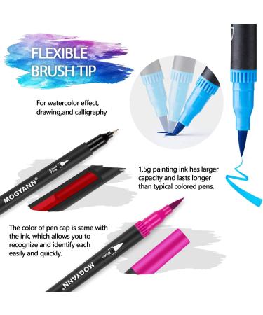 Mogyann 100 Colors Dual Tip Brush Pens for Coloring and Calligraphy - Multicolor - Buy Online on GoSupps.com