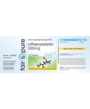 Fair & Pure - L-Phenylalanine 500mg - vegan - 120 capsules - Buy Online on GoSupps.com