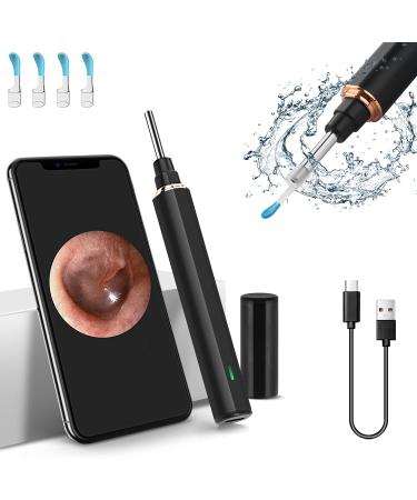 Puikos Ear Wax Removal 1296P FHD Otoscope with Light Earwax Removal Kit with 6 LED Light & 4 Ear Spoons Wireless Earwax Cleaner with Camera Compatible with iPhone iPad Android (Black)