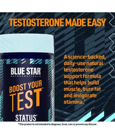 Blue Star Nutraceuticals STATUS - Testosterone Booster for Men - w/KSM 66 Ashwagandha - Invigorate Stamina Muscle Growth & Energy | Natural Test Booster Support - 90 Veggie Capsules - Buy Online on GoSupps.com