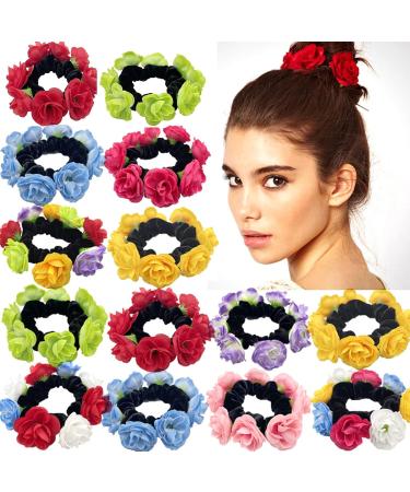 amangul Large Artificial Flower Scrunchies for Women Elastic Hair Scrunchy Bobbles Ponytail Holder Fashion French Style Hairband(Rose Red) - Buy Online on GoSupps.com