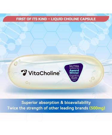Award Winner -Clinically Dosed 500mg VitaCholine - 60 Caps - Liquid Choline Supplement Support Pregnancy & Baby Brain & Liver Health LDL & HDL Level - Cognitive Health - Made in USA - Buy Online on GoSupps.com