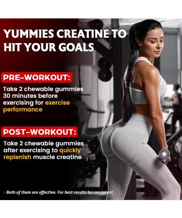 Creatine Monohydrate Gummies for Women & Men Creatine with Taurine & B6 Chewable Creatina Pre Workout Gummies for Max Strength & Muscle Growth Energy Endurance Creatine for Men & Women - 2 Packs 60 Count (Pack of 2) - Buy Online on GoSupps.com