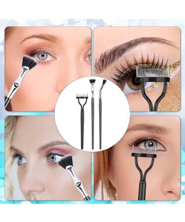 3PCS Multifunctional Mascara Fan Brush Set - Scalloped Lash Comb & Eyelash Separator for Perfect Lashes | Makeup Tool for Upper & Lower Eyelash Care - Buy Online on GoSupps.com
