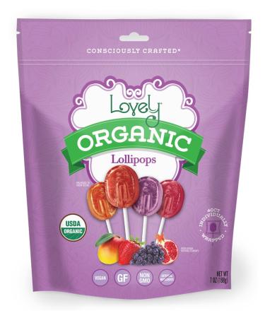 Lovely Candy Organic Lollipops Assorted Fruit  40 Individually Wrapped 7 oz (198 g)