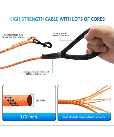 LOQATIDIS 3M Dog Tie - Heavy Duty Reflective Nylon Training Leash with Soft Grip for Dogs Perfect for Large Medium Small & Puppies - Orange Color - Buy Online on GoSupps.com