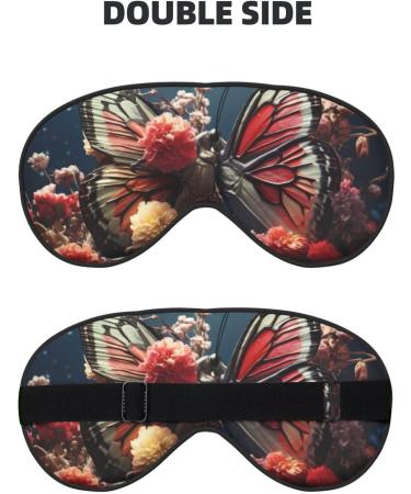 BREAUX Butterfly Kissing Flowers Print Double Sided Eye Mask | Blackout Sleep Mask for Women & Men | Comfortable All Night Rest - Buy Online on GoSupps.com