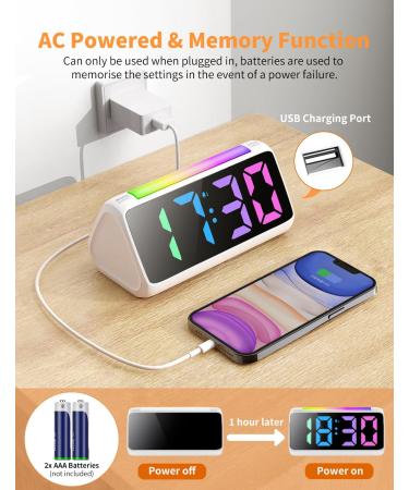 Digital Alarm Clock for Kids - Colorful LED Display Adjustable Brightness USB Charging 2 Alarms & Snooze | Perfect for Boys & Girls - Buy Online on GoSupps.com