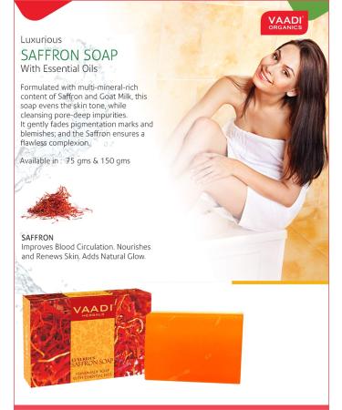Vaadi Herbals Saffron Oil Bar Soap 2.65 oz (Pack of 8) - Natural Skincare Solution - Buy Online on GoSupps.com