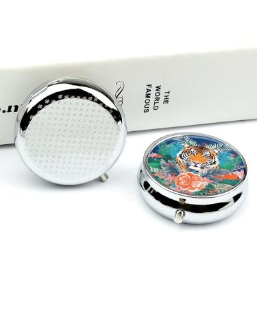 Travel Pill Box - 3 Compartment Tropical Tiger Print | Portable Medicine Organizer for Purse & Pocket - Buy Online on GoSupps.com