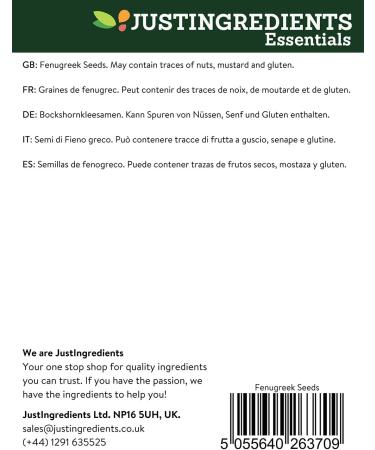 JustIngredients Essential Fenugreek Seeds 250g - Pack of 5 - Buy Online on GoSupps.com