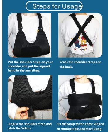DouHeal Medical Kids Arm Sling - Breathable, Adjustable Toddler Arm Support for Broken Fractured Arm & Shoulder Injury - Pediatric Rotator Cuff and Elbow Immobilizer Band in Black - Buy Online on GoSupps.com