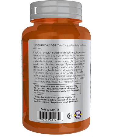 Now Foods Pyruvate 600 mg - 100 Vegan Capsules for Energy & Weight Management - Buy Online on GoSupps.com