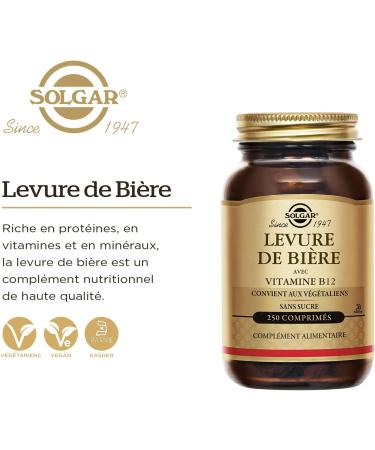 Solgar Brewer's Yeast - Beauty and Vitality - Enriched with Vitamin B12 - Highly Concentrated - Food Supplement - Bottle of 250 Tablets - Buy Online on GoSupps.com