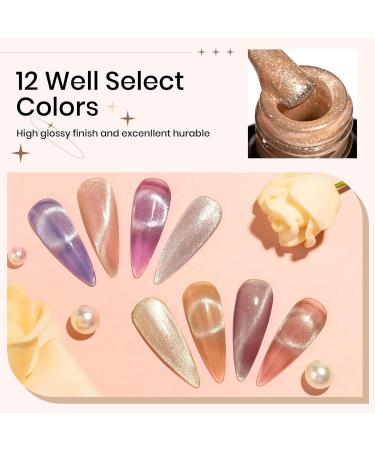 SUPWEE Magnetic Gel Nail Polish 9D Cat Eye Gel Polish Set 12 Colors Holographic Glitter Cateye Nail Gel Polish with Magnet Soak Off UV Gel Nail Art Manicure Salon 147 - Buy Online on GoSupps.com