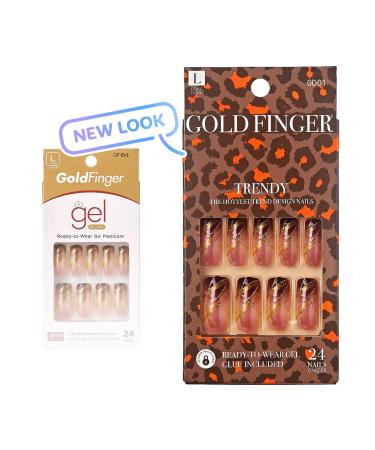Gold Finger Gel Glam False Nails - Long Length Full Cover Nails | GF64 - Buy Online on GoSupps.com