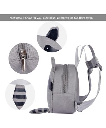 Bebamour Gray Bear Mini Backpack with Safety Plugs | Portable Children's Bag with Safety Line & Dishes | Ideal for Boys & Girls - Shop Now! - Buy Online on GoSupps.com