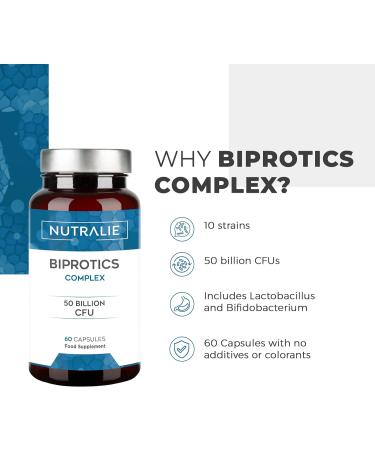 Biprotics 50 Billion CFU's | 10 Natural Strains for Defenses and Intestinal Flora | 60 Gastroresistant Capsules for Better Absorption - Nutralie - Buy Online on GoSupps.com