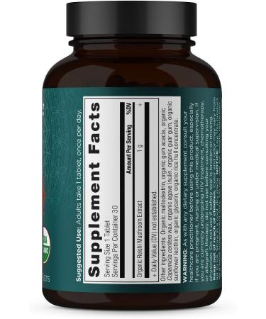 Organic Reishi Mushroom Tablets - Immune Support, Gluten-Free, Vegan-Friendly - 30 Count - Buy Online on GoSupps.com