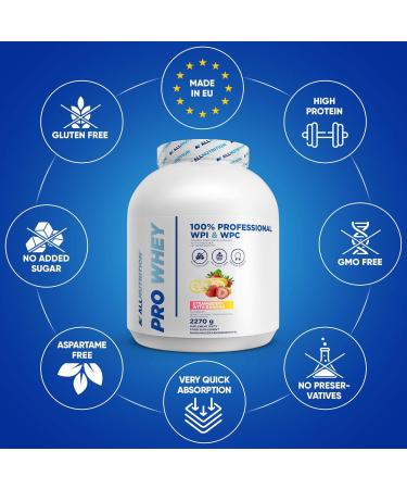 ALLNUTRITION Pro Whey Protein Isolate Concentrate Nutrition Powder Vitamins with BCAA Glutamine Amino Acids and EAA Sugar Free Aspartame Free Banana With Strawberry 2270G - Buy Online on GoSupps.com