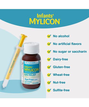 Mylicon Gas Relief Drops for Infants and Babies - Dye-Free Formula - 1 Fluid Ounce - Buy Online on GoSupps.com