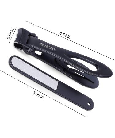 Evezr Heavy Duty Wide Jaw Nail Clippers for Thick Toenails | Stainless Steel Clipper with Nail File for Pedicure (Black) - Buy Online on GoSupps.com