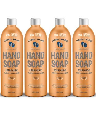 Hand in Hand Nourishing Liquid Hand Soap Refill 19.8 Fl Oz Grapefruit & Orange Blossom Citrus Grove Scent 4 Pack Citrus Grove Refill 19.8 Fl Oz (Pack of 4)