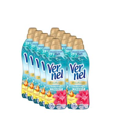 Venel aromatherapy magical Maledive fabric softener 10x 37 WL (370 washloads) long -lasting laundry scent with essential oils for 24/7 fresh recyclable bottle 814 ml (10 pack)