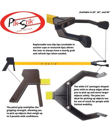 PikStik Classic C-361 Aluminum Reacher - 36 Heavy-Duty Grabber Tool with Pistol Grip and Rust-Proof Design - Buy Online on GoSupps.com