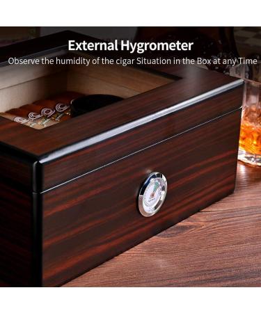 Cigar Humidor Handmade Cedar Wood Cigar Box Desktop Humidor with Hygrometer and Humidifier Removable Cedar Tray - Buy Online on GoSupps.com