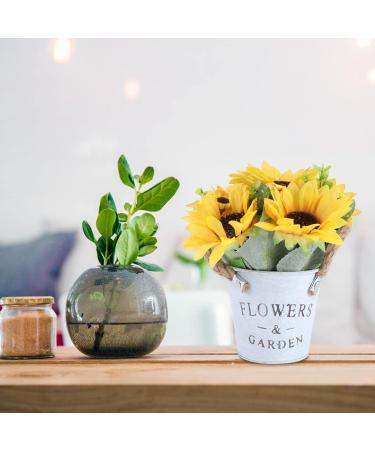 HOMSFOU 1pc Simulated Sunflower Faux Potted Plants Flower in Indoor Planters Sunflower Flower Pot Artificial Household Decor Jug Vase Sunflower Bonsai Decor Iron Plastic Twine Flowers Chic Yellow 20x11cm - Buy Online on GoSupps.com