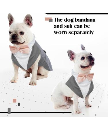 Dog Smoking Suit & Bandana Set - Formal Wedding Party Clothing for Pets | Adjustable Tie Shirt for Birthdays Halloween & Christmas - Gray (L) - Buy Online on GoSupps.com