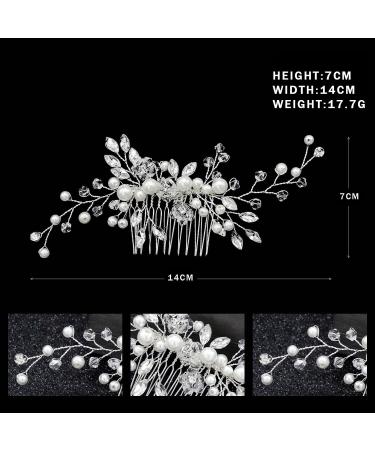 KINDOYO Bridal Hair Clip Comb - Rhinestone Pearl Hair Comb Slides Hair Pins Wedding Prom Birthday Party Hair Accessories Headpiece Hair Clips Silver - Buy Online on GoSupps.com
