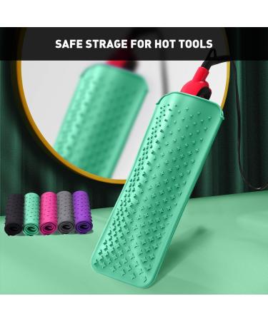 ZAXOP Silicone Heat Resistant Mat | Flat Iron Holder & Storage Pouch for Hot Hair Tools | Mint Green Star Point - Buy Online on GoSupps.com