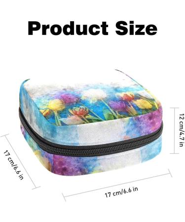 Watercolor Flower Painting Storage Bags & Women s Menstrual Pad Bags | Portable Zipper Bags for Teens & Girls - Buy Online on GoSupps.com