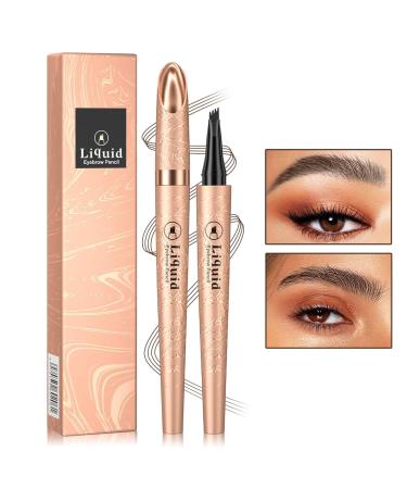 CAHIUYOA Eyebrow Pencil Dark Brown Microblading Eyebrow Pen Waterproof Eye Brow Pencils for Women Liquid Eyebrow Pencil with Micro-Fork Tip Brow Pen Create Natural Eyebrow Makeup - 02 Dark Brown