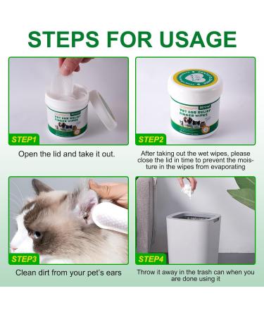 Ear Finger Wipes for Dogs & Cats- Biodegradable Pads for Ear Wax Removal, Soothing, & Deodorizing- Relieves Itching & Inflammation- Stops Head Shaking- Dog Ear Cleaner - Buy Online on GoSupps.com