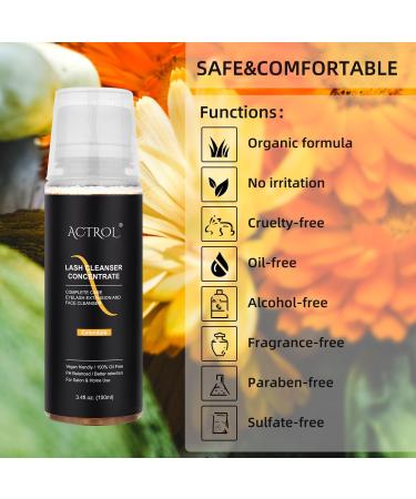 Eyelash Cleanser Concentrate 100ml Calendula Professional Lash Extensions Shampoo Natural Foaming Cleanser DIY Paraben & Sulfate Free Non-lrritating Wash for Extensions Lashes with Salon Home Care-Makes 60ml Bottles Eyelash Shampoo Calendula 100ml - Buy Online on GoSupps.com