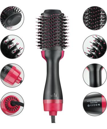 Round Ionic Hair Brush Dryer - 4 in 1 Hot Air Brush for Smooth Frizz-Free Blowout | Pink - Buy Online on GoSupps.com