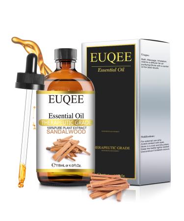 EUQEE Sandalwood Essential Oil 118ml Pure Sandalwood Oil Aromatherapy Essential Oil Natural Essential Oils for Diffusers for Home Humidifier Relax Sandalwood 118.00 ml (Pack of 1)