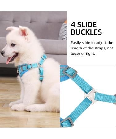 Rennaio No Pull Dog Harness & Leash Set - Adjustable Padded Chest Harness for Small & Medium Dogs - Sky Blue (M) - Breathable Design & Includes Puppy Dishes - Buy Online on GoSupps.com