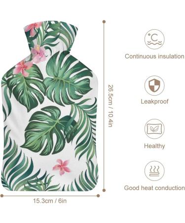 Tropical Leaf Hot Water Bottle with Plush Cover - Hand Warmer for Adults & Children | 26.5x15.3cm - International Shipping Available - Buy Online on GoSupps.com