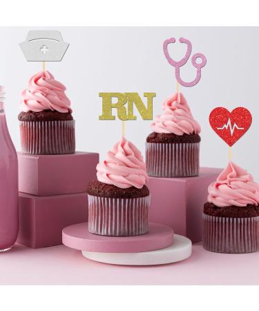 ShuanQ Congrats RN Cupcake Toppers - Nurse Graduation Party Decoration Cupcake Picks - Nursing School Survivor Grad Theme Cupcake Decor - Buy Online on GoSupps.com