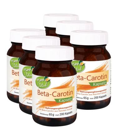 KOPP Vital Beta-Carotene Capsules | 6 x 200 capsules | 65 g | Carrot extract | Vitamin A | Pharmacy quality