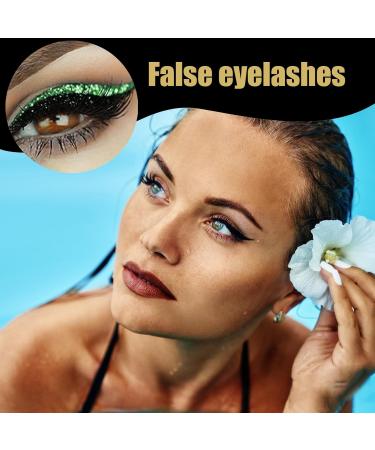 Xijobido Fake Eyelashes4 Pairs Reusable Eyeliner Eyelash Strips Reusable Make Up Glue for Daily Use Party Travel Vegetable - Buy Online on GoSupps.com