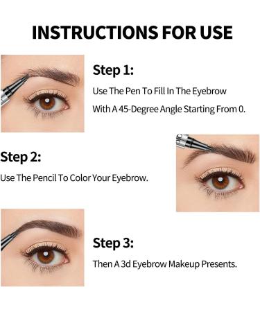 Eyebrow Pen Eyebrow Makeup Eyebrow Pen for Women with 4 Fork Tip for Natural-Looking Eye Brow Pencils for Women (03) - Buy Online on GoSupps.com
