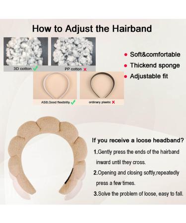 Spa Headband for Women- Bubble Skincare Headband with Wristbands- Terry Cloth, Soft Puffy Design- Black & Light Brown- Ideal for Face Washing and Makeup- Gift Idea - Buy Online on GoSupps.com