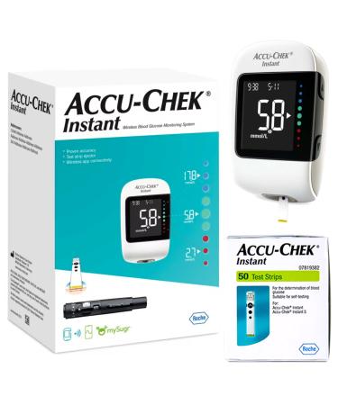 Accu-Chek Instant Monitoring System MMOL/L + Accu Chek Instant Test Strips 60 Pack | Blood Glucose Meter Diabetes | Value Bundle